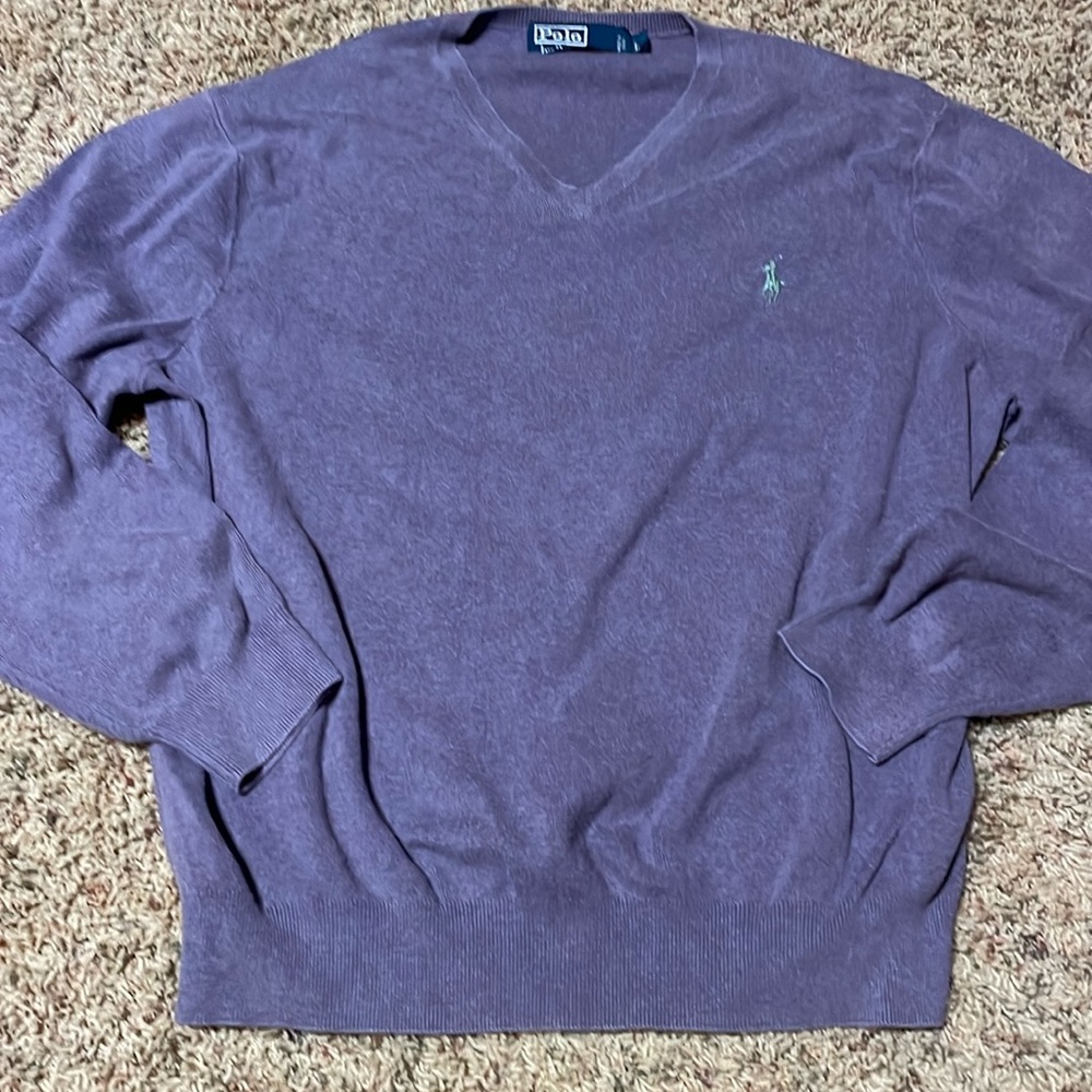 Polo by Ralph Lauren 100% Pima Cotton v-neck sweater light purple size large